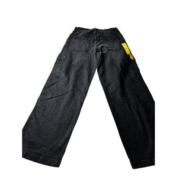 Jessica Simpson Womens Cargo Jeans Wide Leg Washed Black Denim Size 8 Utility - Picture 4 of 11